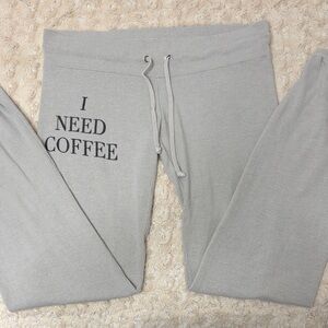 Wildfox Light Gray 'I Need Coffee' Joggers